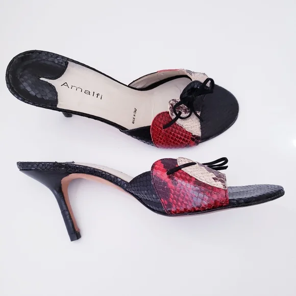 Vintage Amalfi Snakeprint Leather Slip-on Heels - Picture 14 of 14